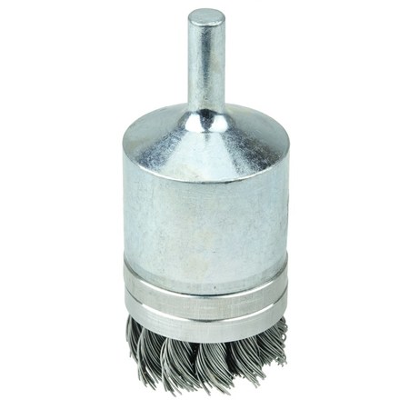 WEILER 1-1/8" Banded Knot Wire End Brush, .020" Steel Fill 11141